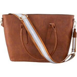 Pinafore Large Vegan Leather Tote Computer Bag Adjustable Crossbody Guitar Strap